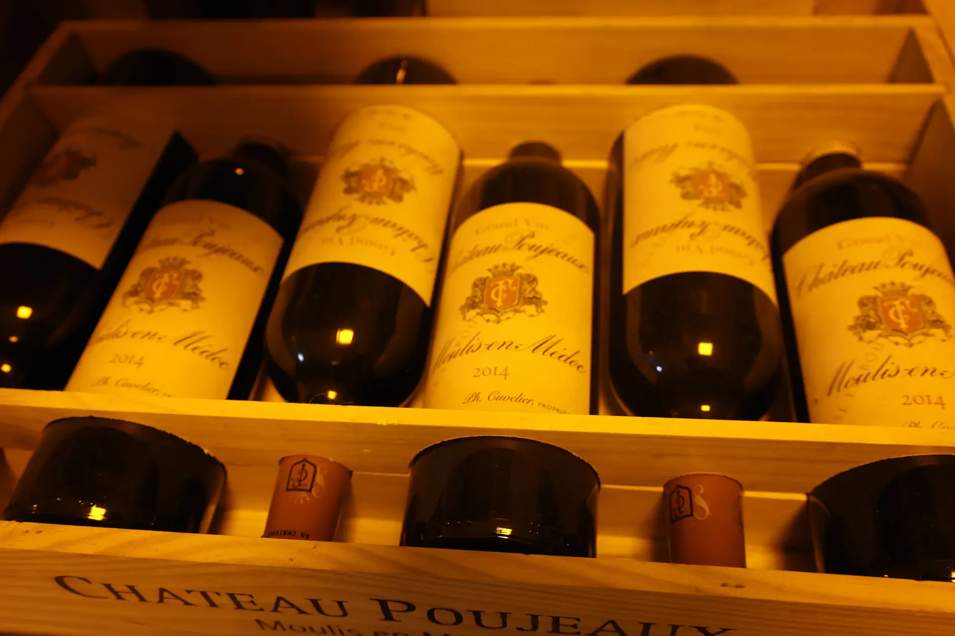 Bouteilles de vins dans une caisse en bois